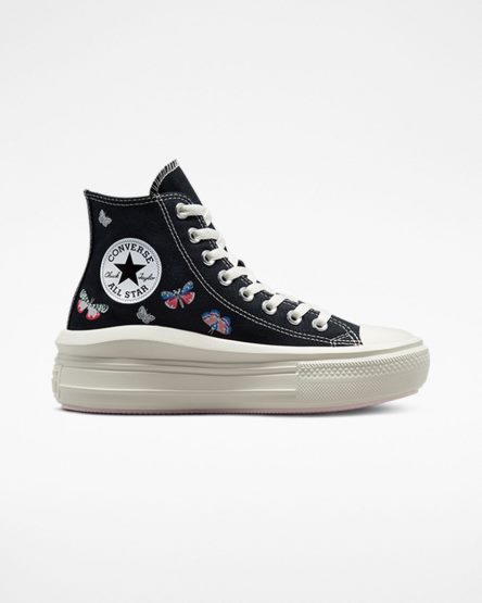 Dámské Boty Na Platformy Converse Chuck Taylor All Star Move Butterfly Wings Vysoké Černé Růžové | CZ JDYS02